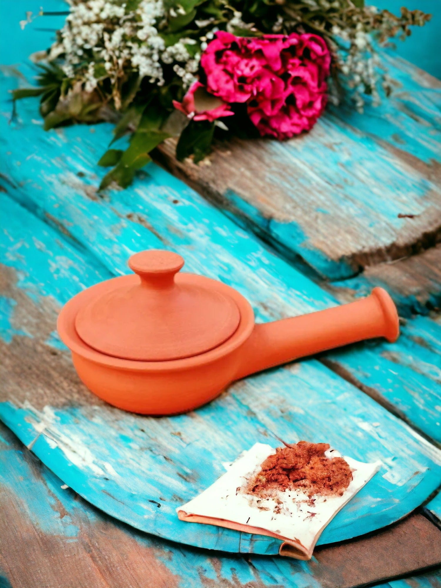Tamas Handcrafted Terracotta Natural Clay Tadka Pan (Brown) - Tamas: Luxury Indian Gifts