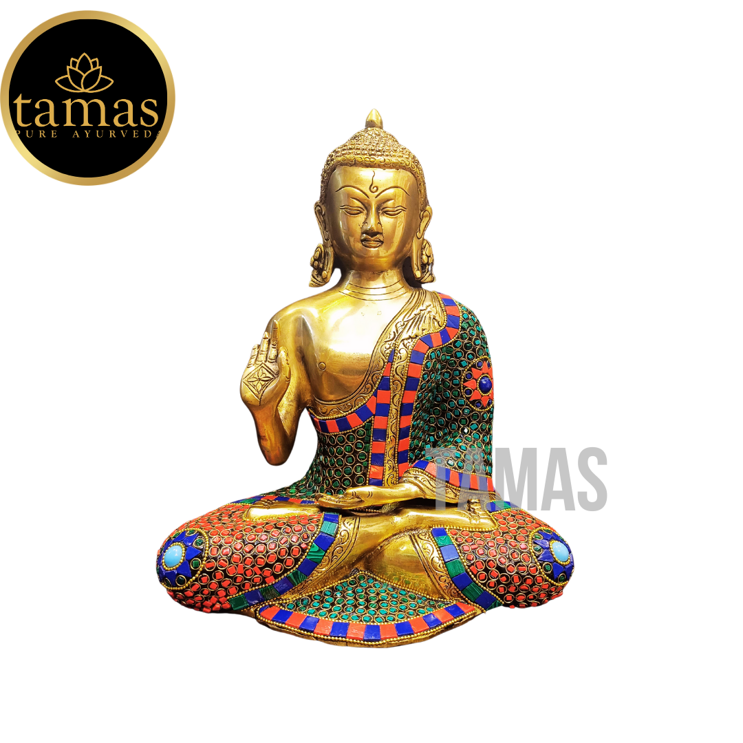 Tamas Stone Worked Buddha Statue (13 Inch)