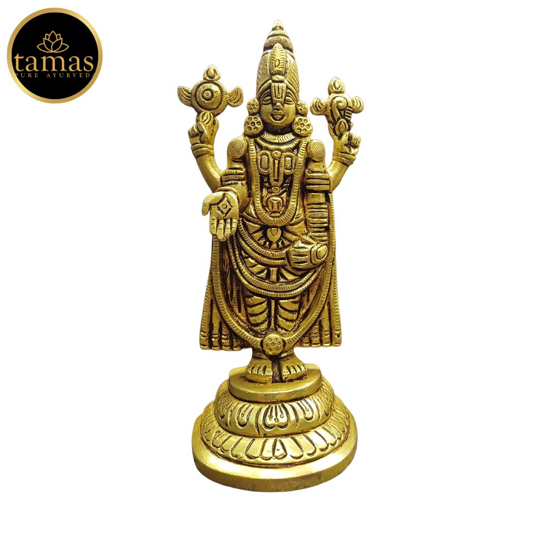 Tamas Brass Lord Venkateswara /Tirupati Balaji Statue/Idol (Golden) (6.5 Inches)