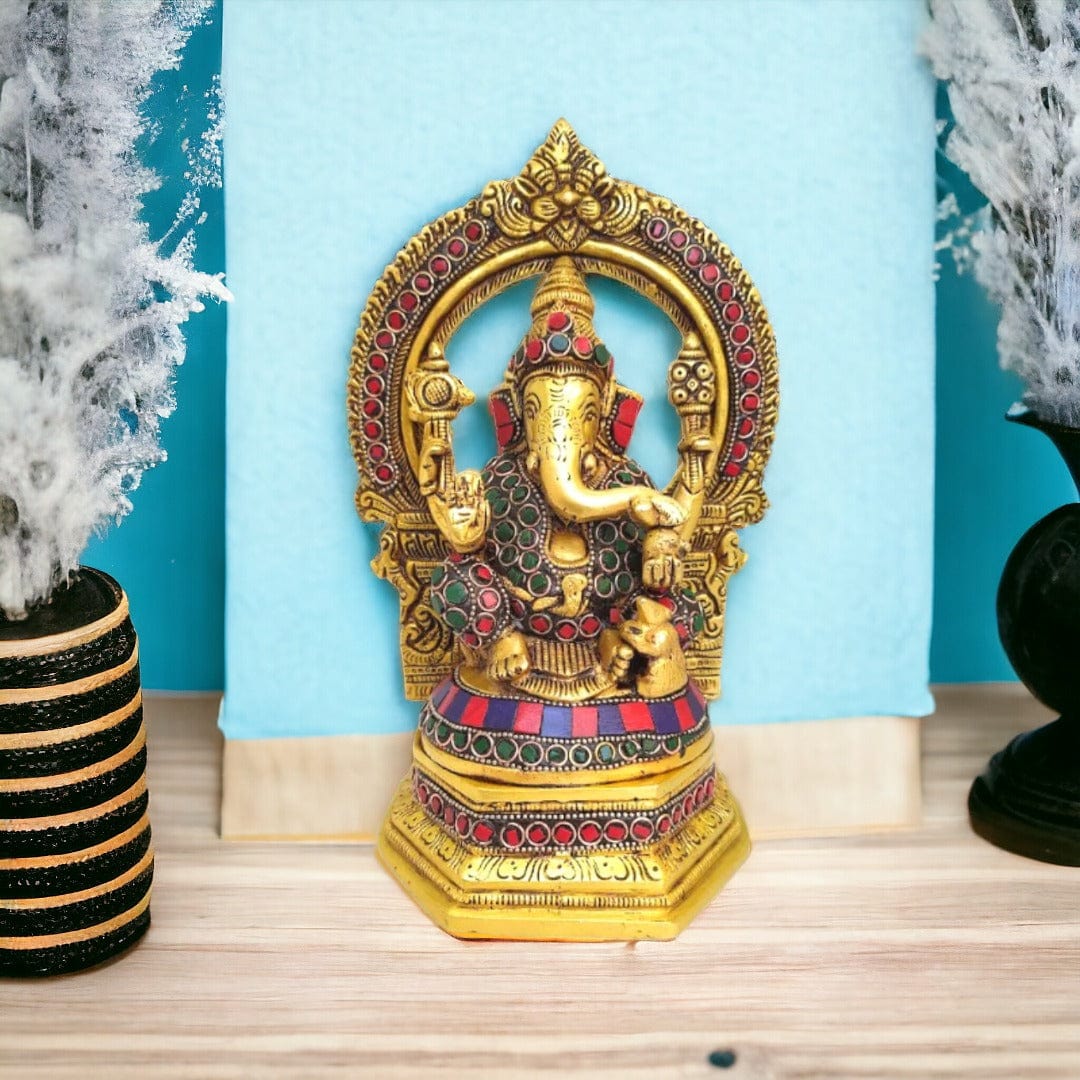Brass ganesha and lakshmi murti