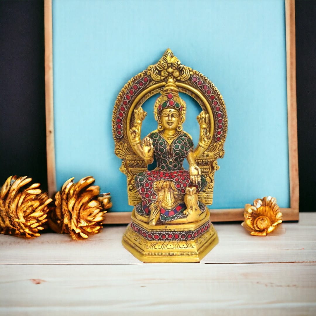 Brass ganesha and lakshmi murti