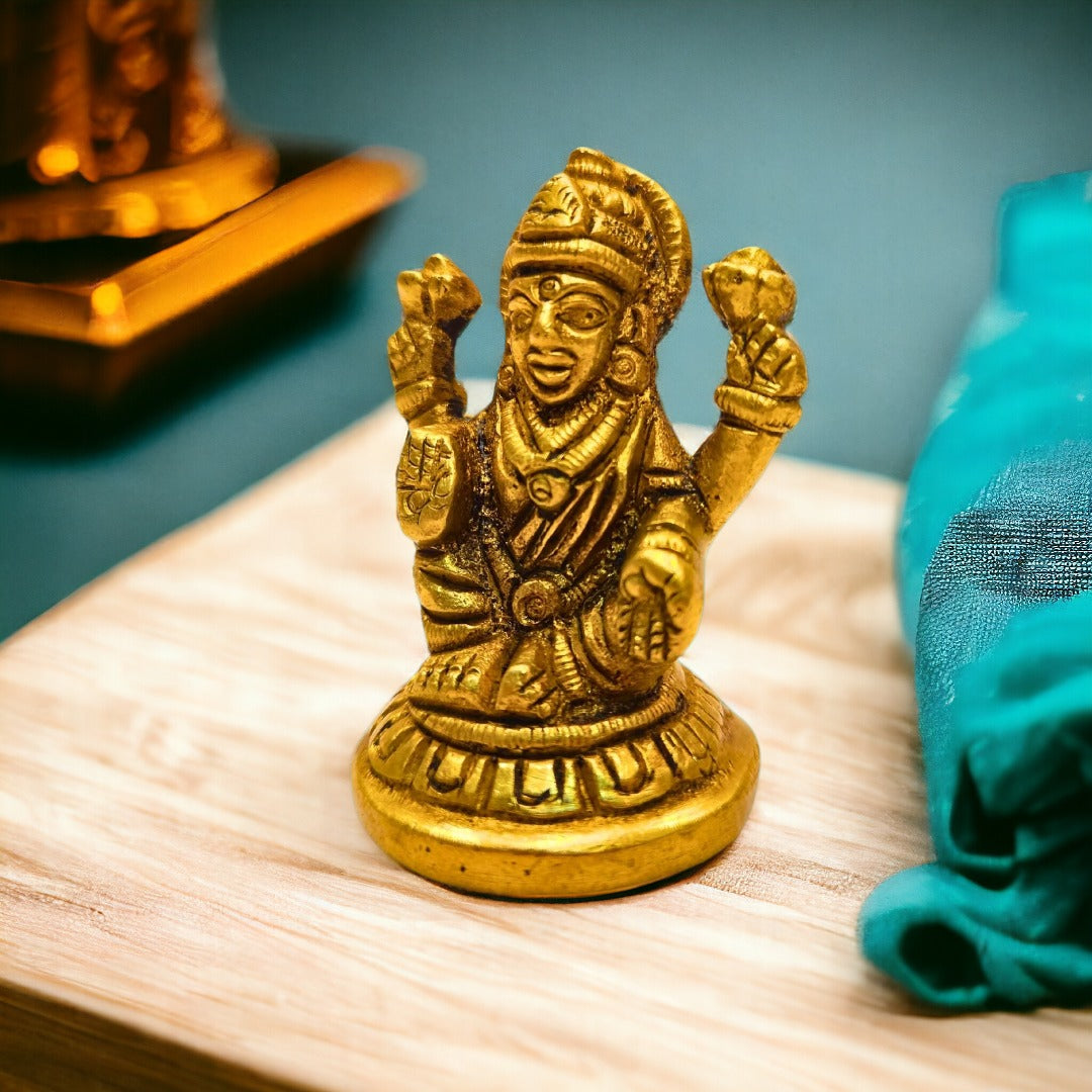Tamas Brass Lakshmi Ganesh for Pooja Statue/Idol (Golden) (2 Inches)