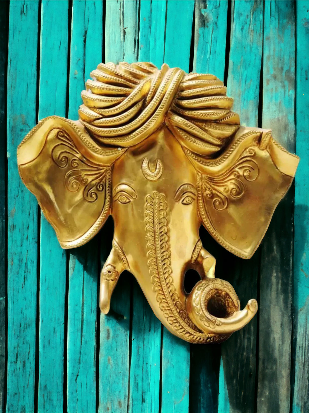 Tamas Brass Ganesh Pagari Face Wall Hanging (Golden)