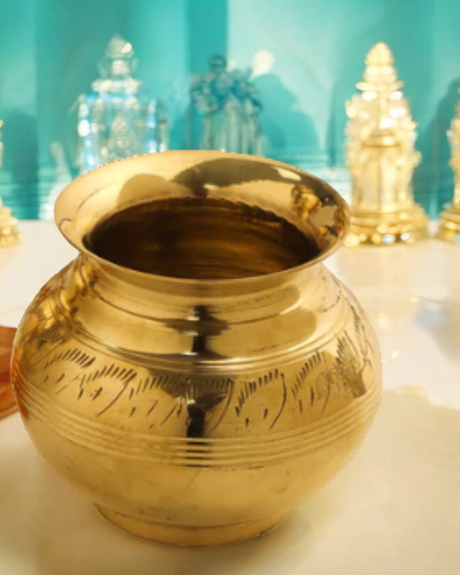 Brass Pooja Kalash (Golden) - Tamas: Luxury Indian Gifts