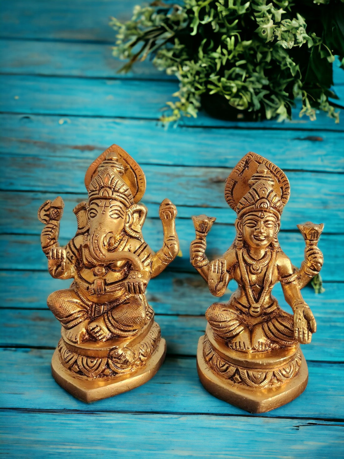 Brass Lakshmi Ganesha Statue