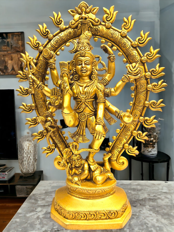 Tamas Brass Urdhava Tandava By Shiva Statue (16.7 Inches) (Golden)