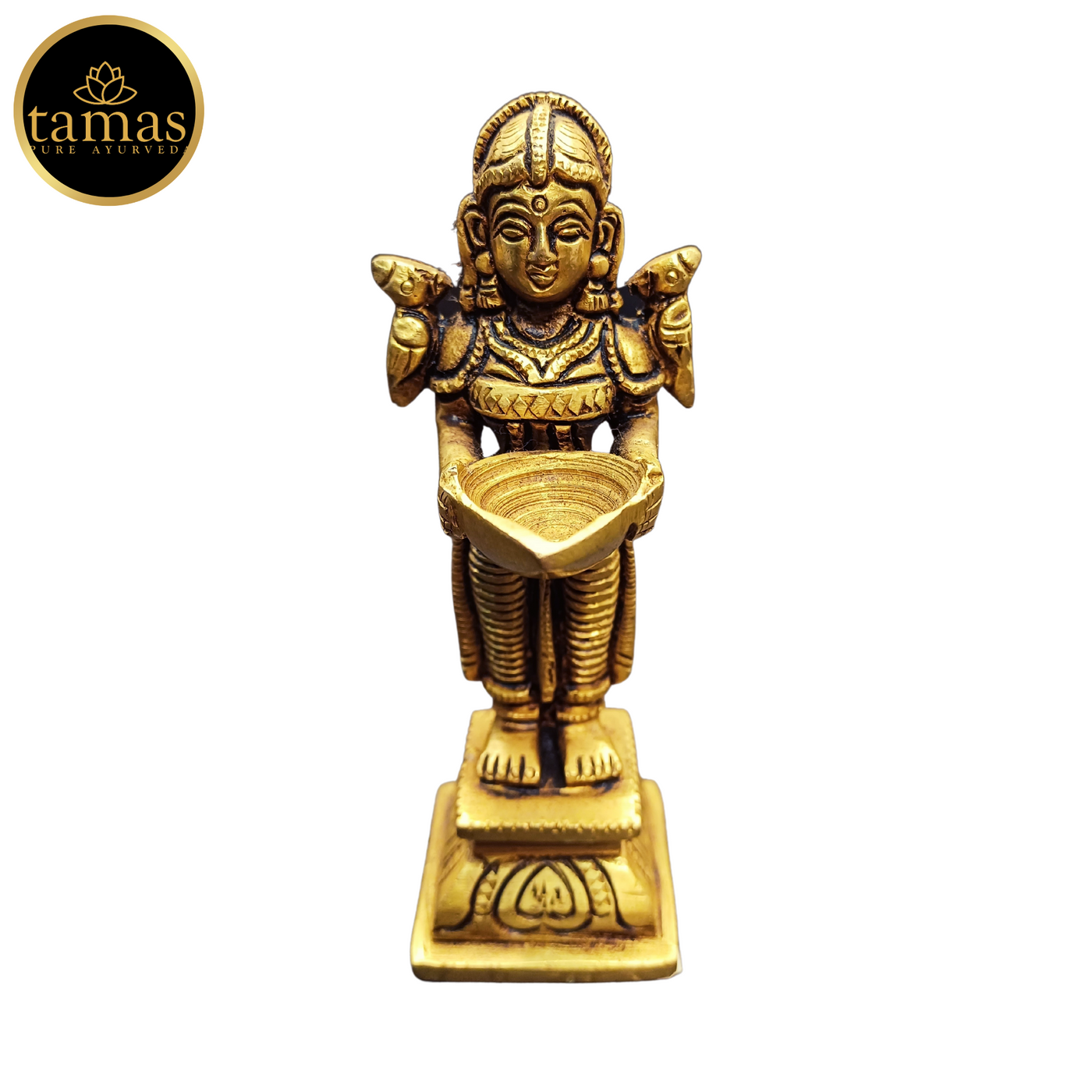 Tamas Brass Lady Holding a Lamp Statue (4.3 Inch)