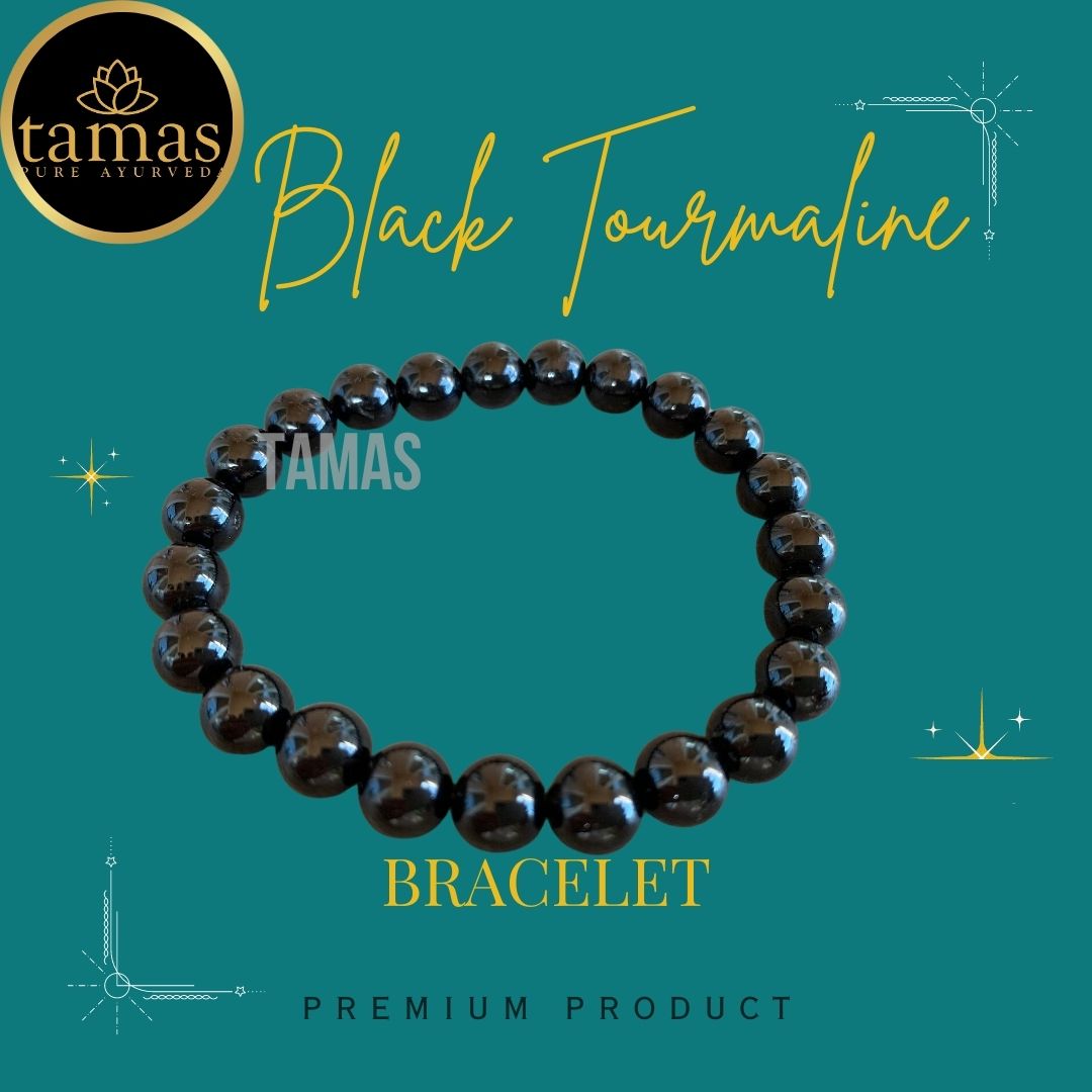 Tamas Black Tourmaline Healing Crystal Gemstone Stretchable Bracelet