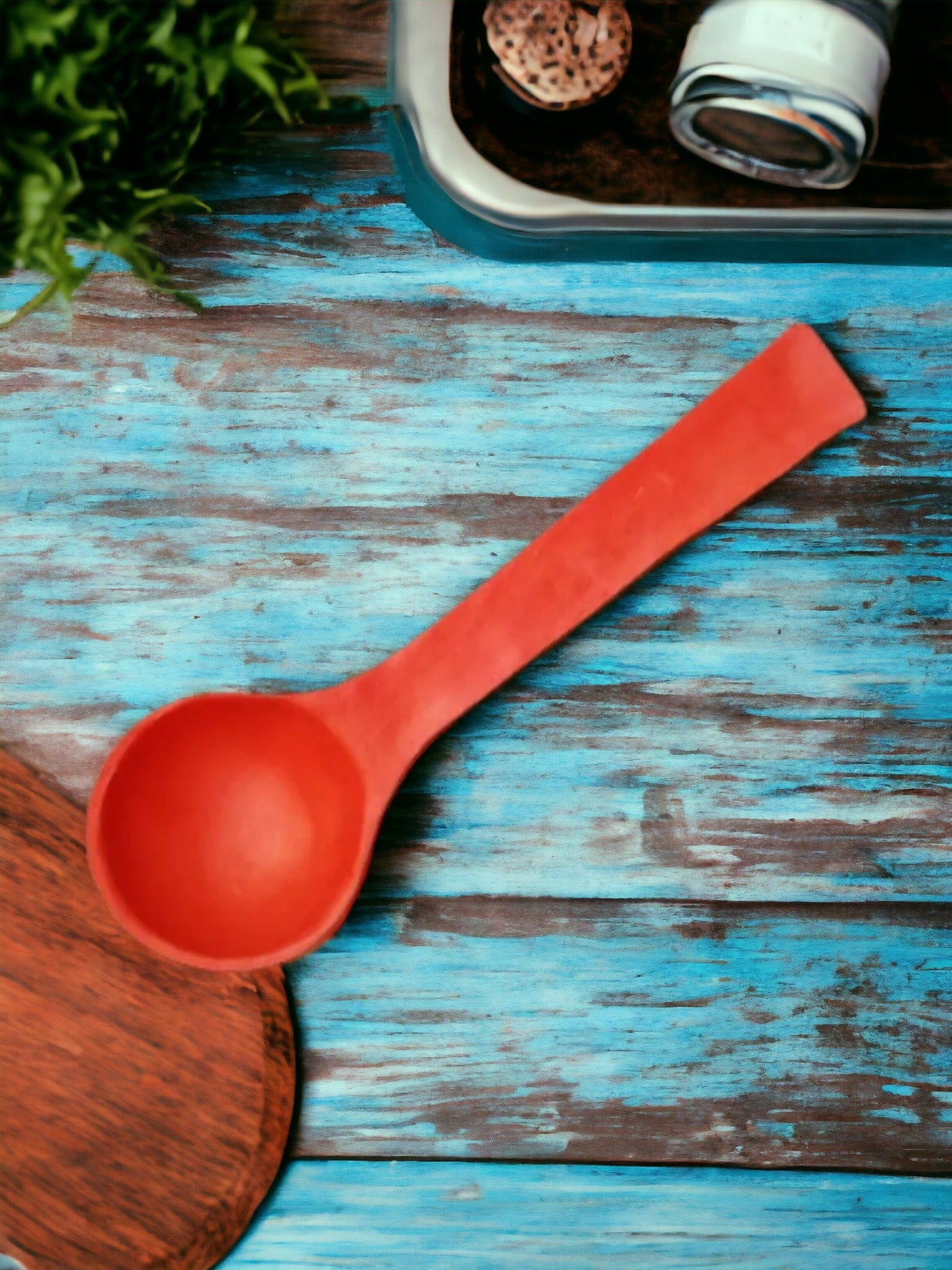 Tamas Clay Spoon – Handcrafted Terracotta Round Serving Spoon (Brown)
