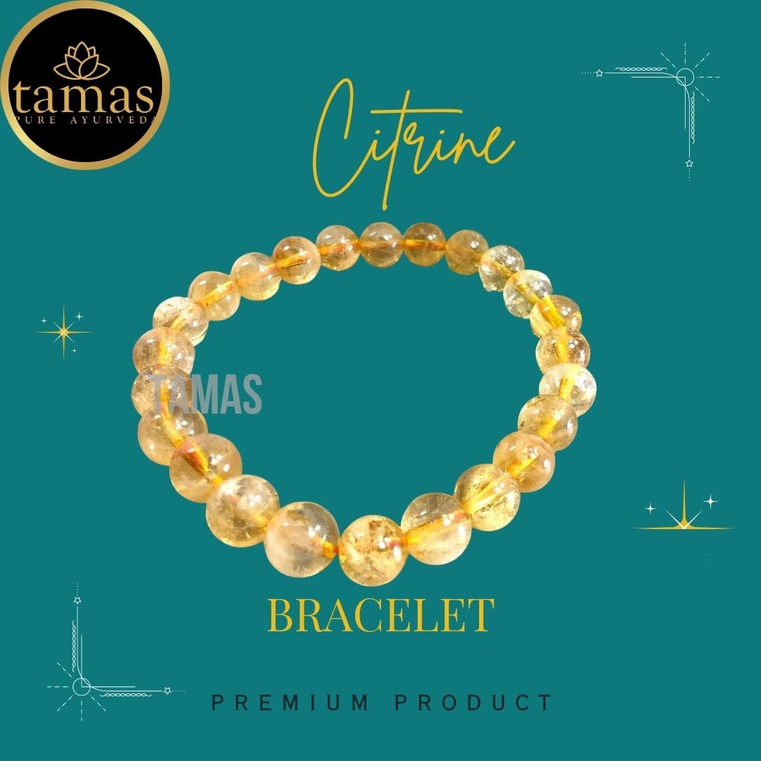 Tamas Citrine Healing Crystal Stretchable Bracelet - Tamas: Luxury Indian Gifts