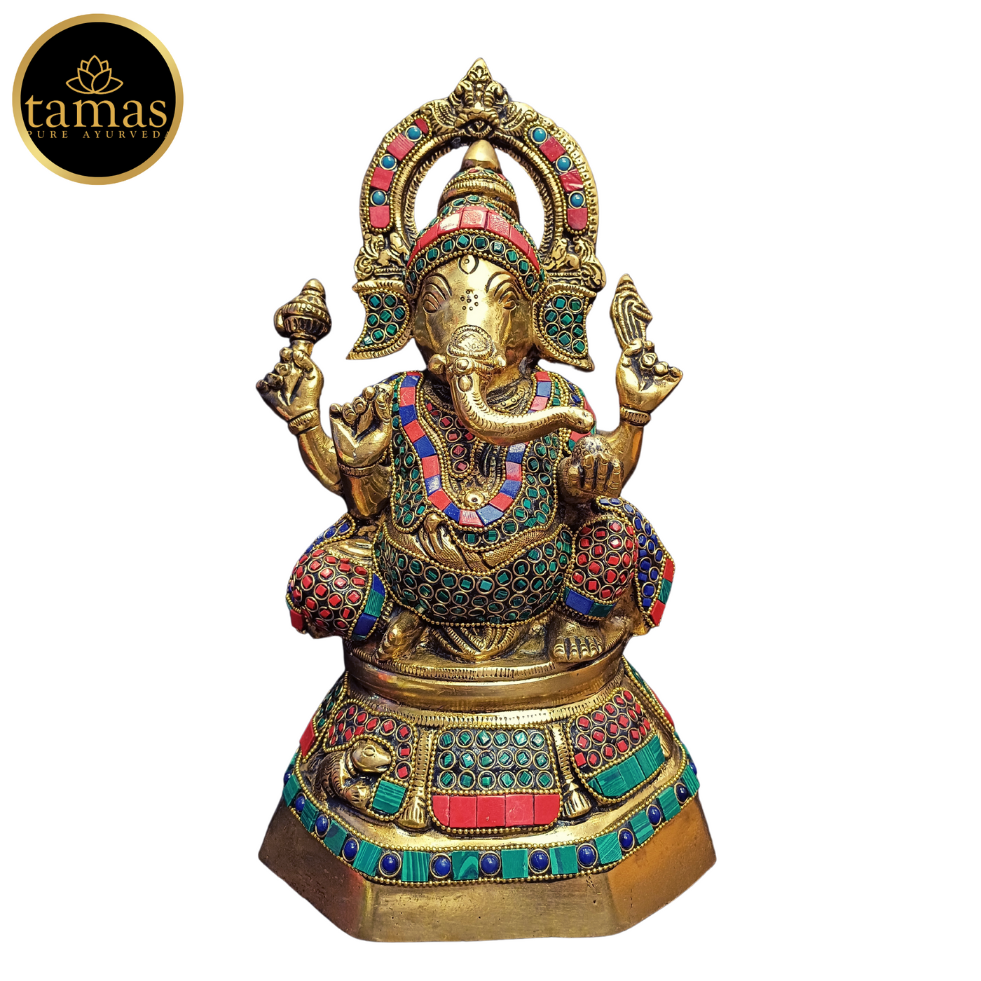 Tamas Brass Ganesh Stone Statue (12.5 Inches)