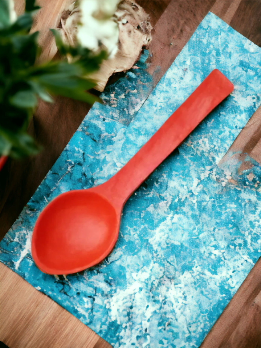 Tamas Handcrafted Terracotta Natural Clay Flat Serving Spoon (Brown)