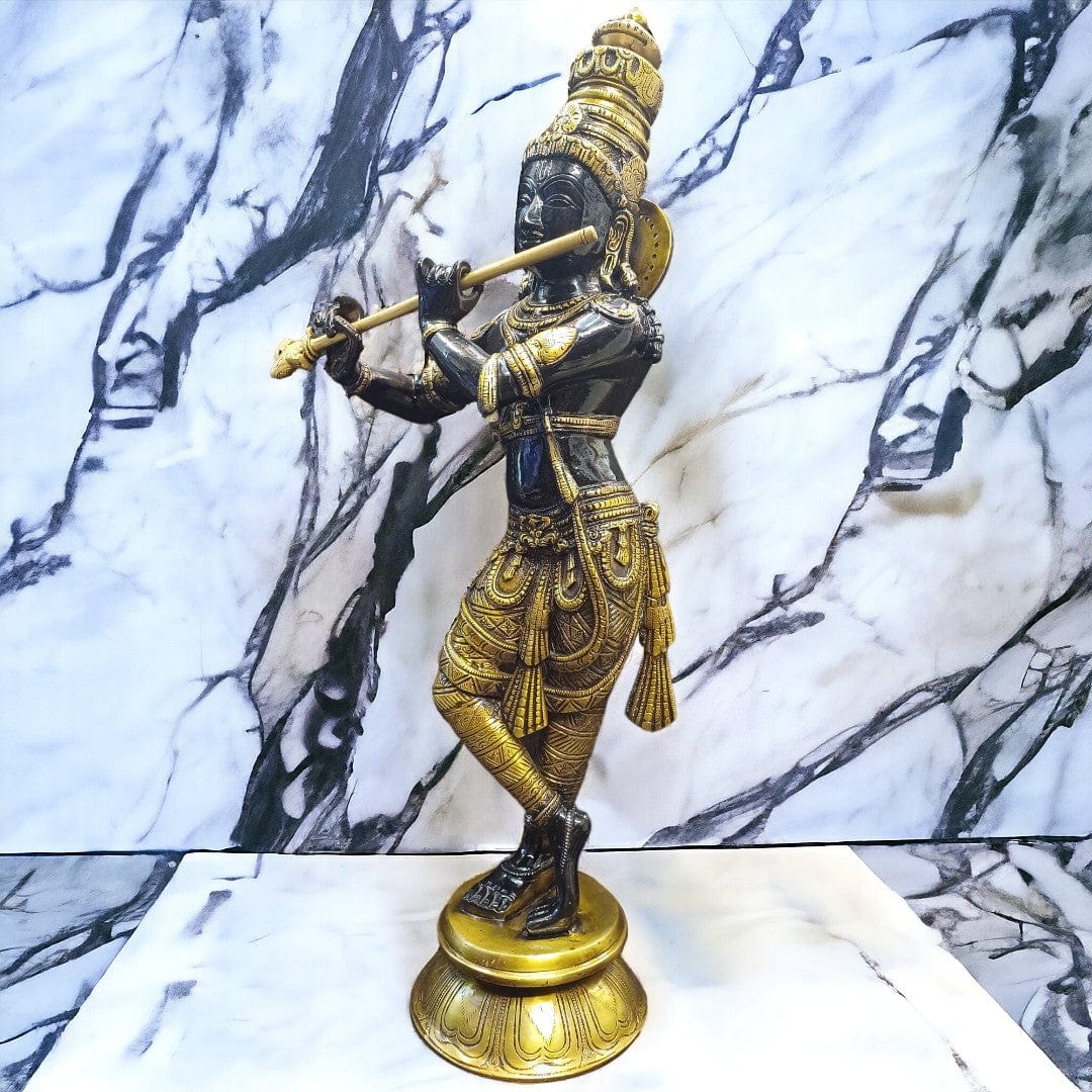 Brass Black Krishna Statue
