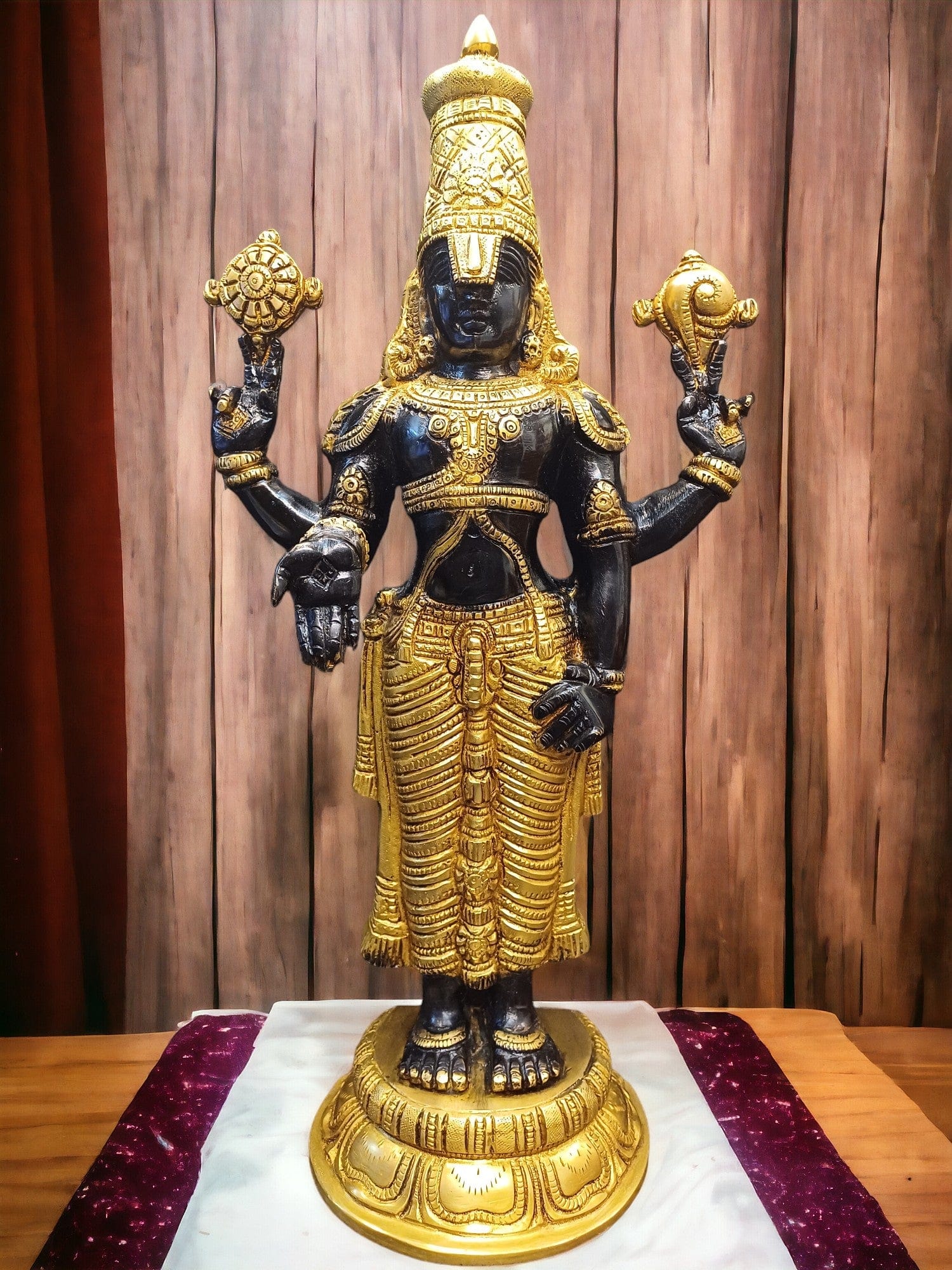 Tamas Brass Black Tirupati Bala Ji Statue (18 Inch) - Tamas: Luxury Indian Gifts