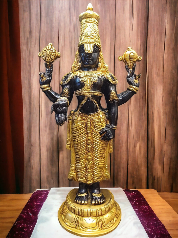 Tamas Brass Black Tirupati Bala Ji Statue (18 Inch) - Tamas: Luxury Indian Gifts