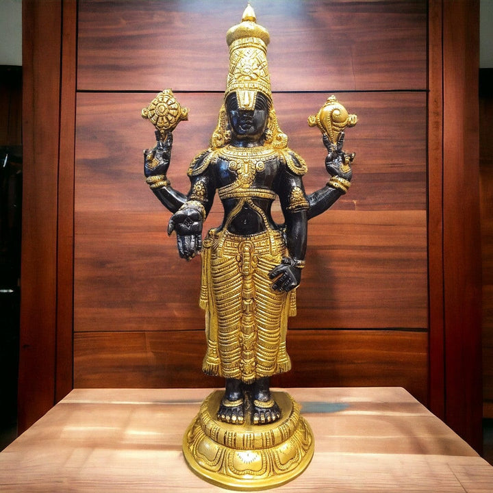 Tamas Brass Black Tirupati Bala Ji Statue (18 Inch) - Tamas: Luxury Indian Gifts
