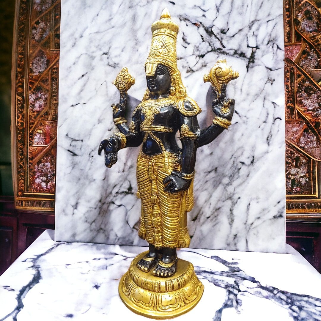 Tamas Brass Black Tirupati Bala Ji Statue (18 Inch) - Tamas: Luxury Indian Gifts