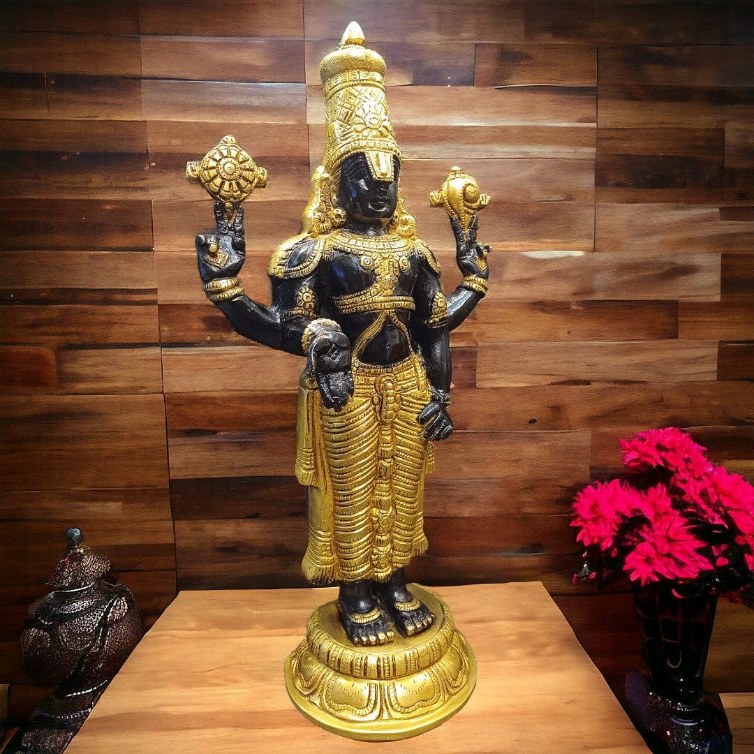 Tamas Brass Black Tirupati Bala Ji Statue (18 Inch) - Tamas: Luxury Indian Gifts