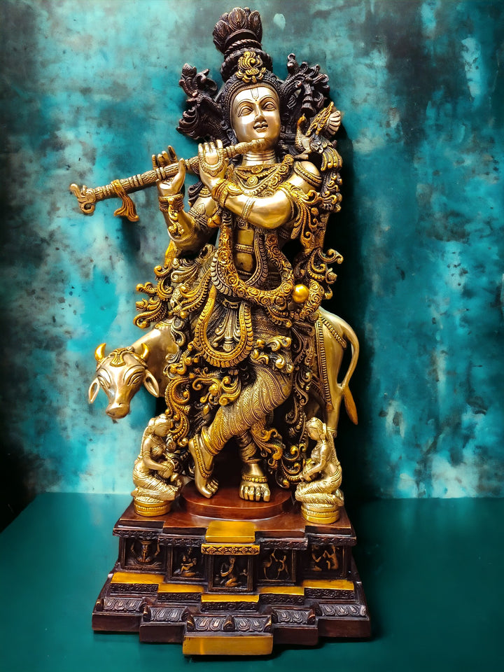 Tamas Krishna Statue With Cow (29 Inch)