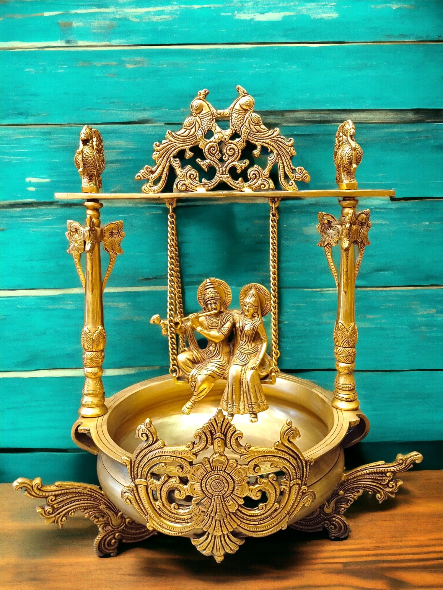 Brass Urli Radha Krishna Idol