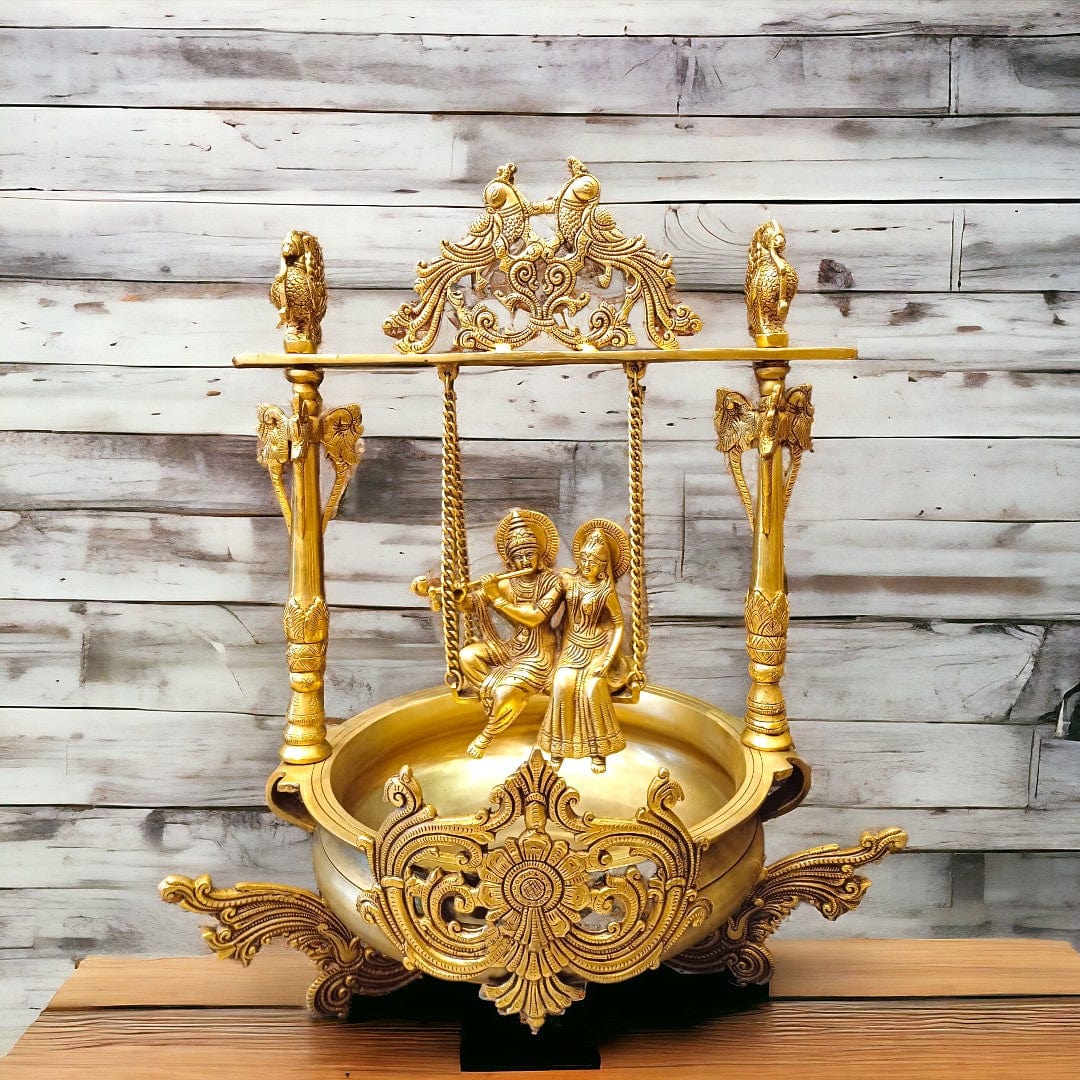 Brass Urli Radha Krishna Idol
