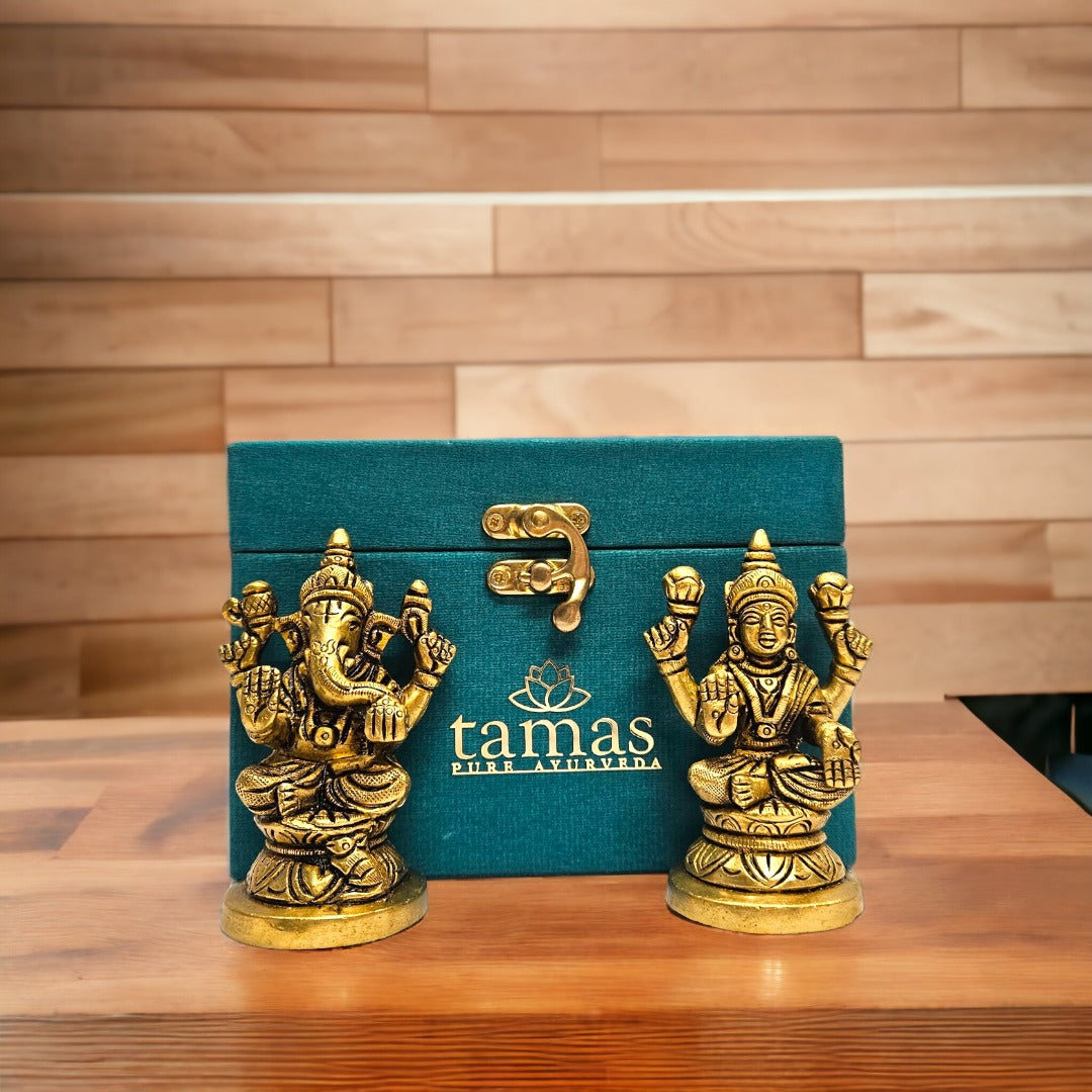 Brass Lord Ganesh Lakshmi Statue
