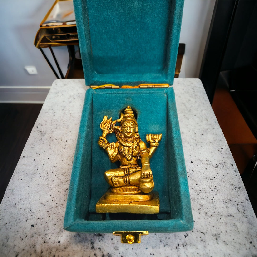 Tamas Brass Small Lord Shiva Statue (3 Inch)| Free Luxury Gift Box