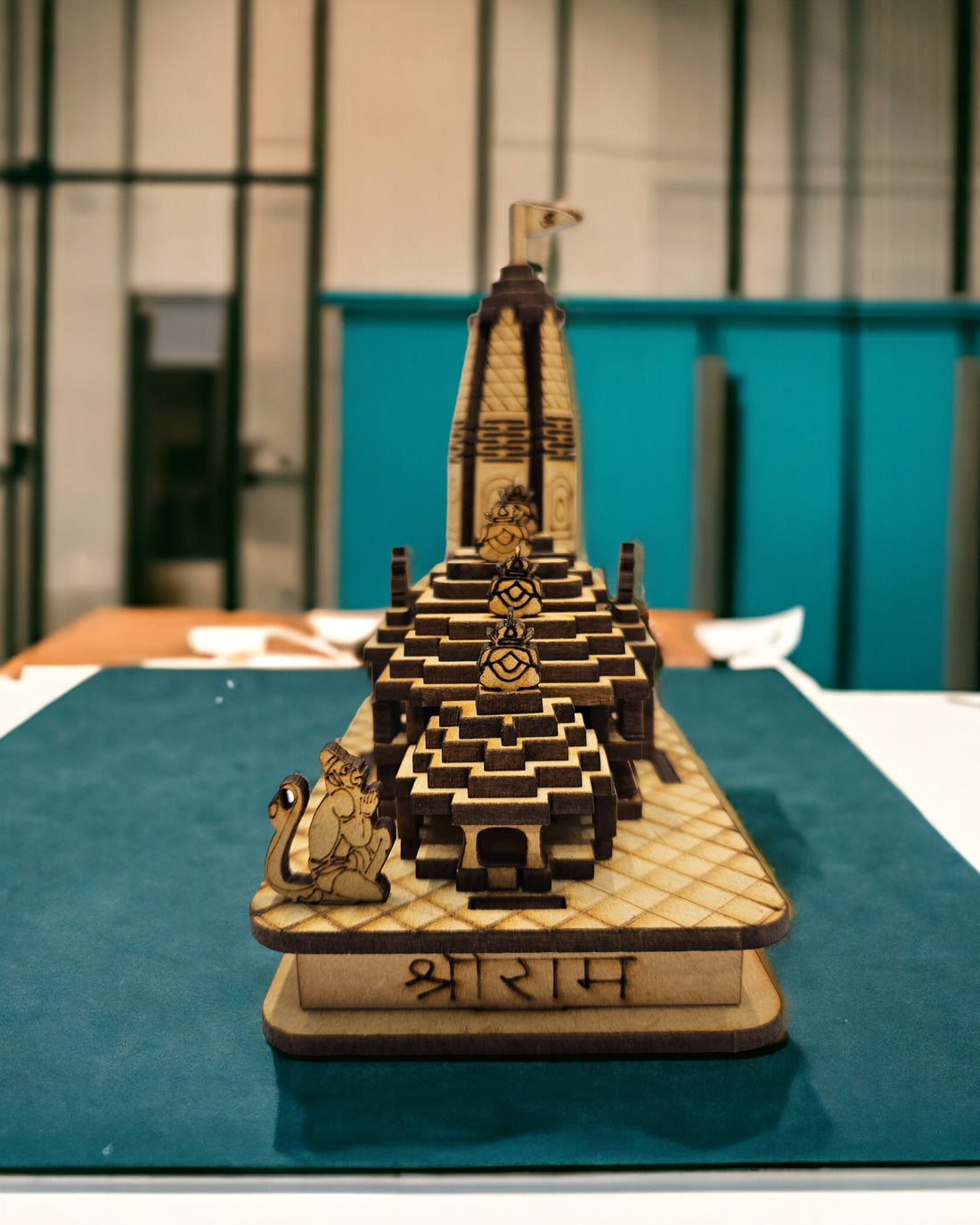 Tamas MDF Ram Mandir Ayodhya Wooden-Crafted Miniature Wooden-Crafted Miniature Replica