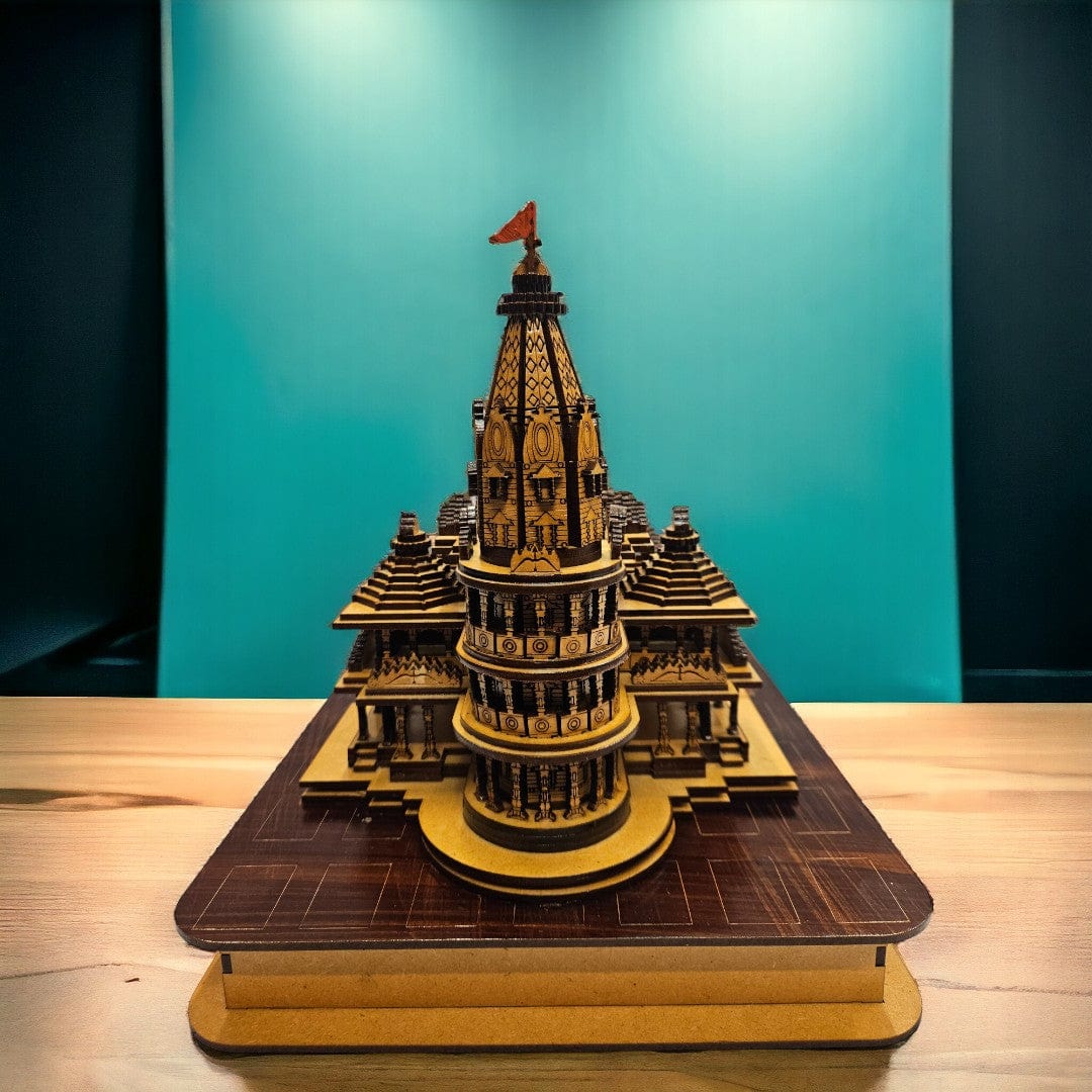 Tamas Pinewood Ram Mandir Ayodhya Hand - Crafted Miniature Replica - Tamas: Luxury Indian Gifts