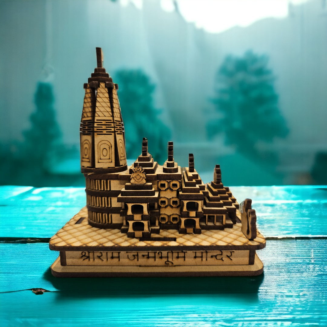 Tamas MDF Ram Mandir Ayodhya Wooden-Crafted Miniature Wooden-Crafted Miniature Replica