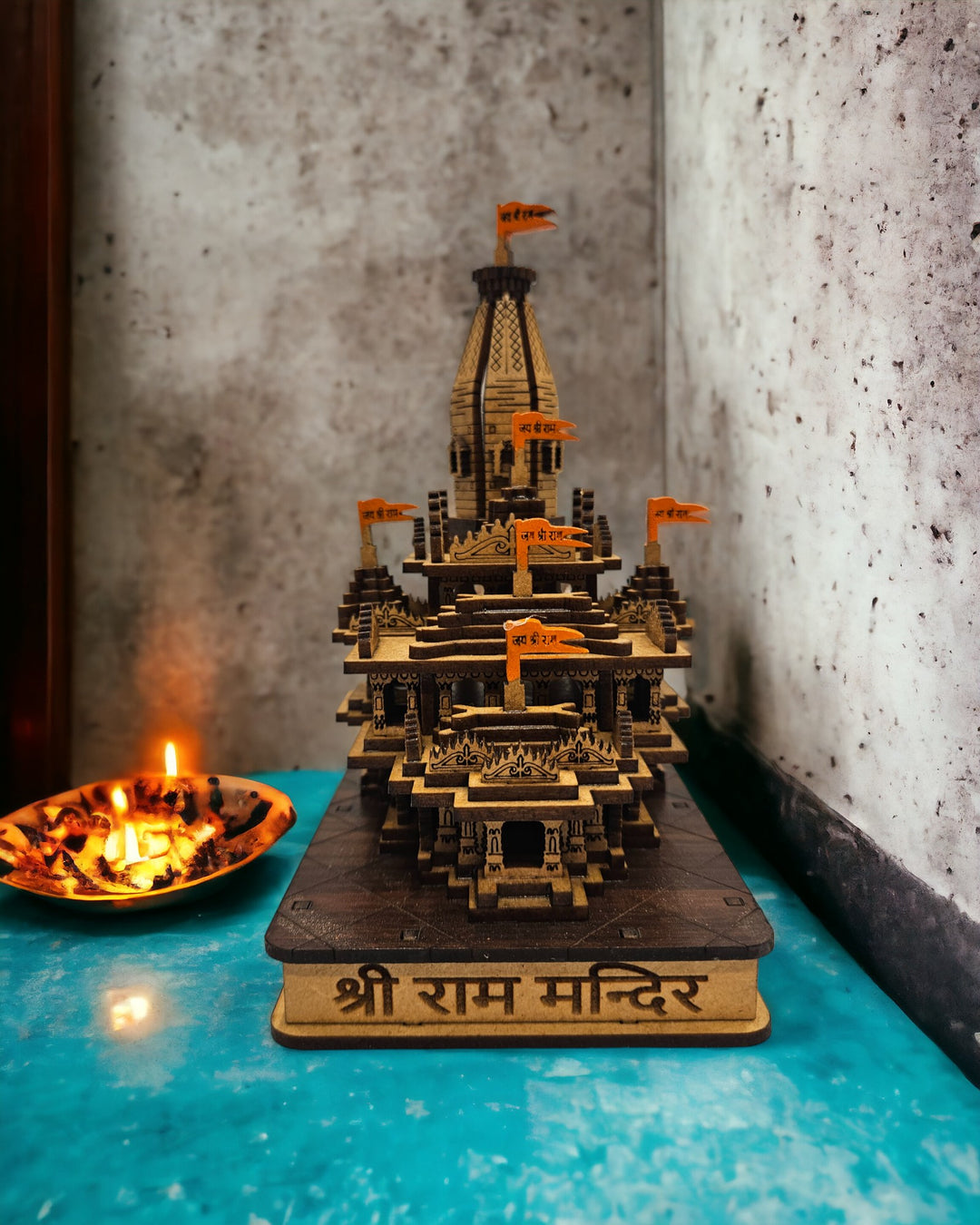 Tamas MDF Ram Mandir Ayodhya Wooden-Crafted Miniature Replica