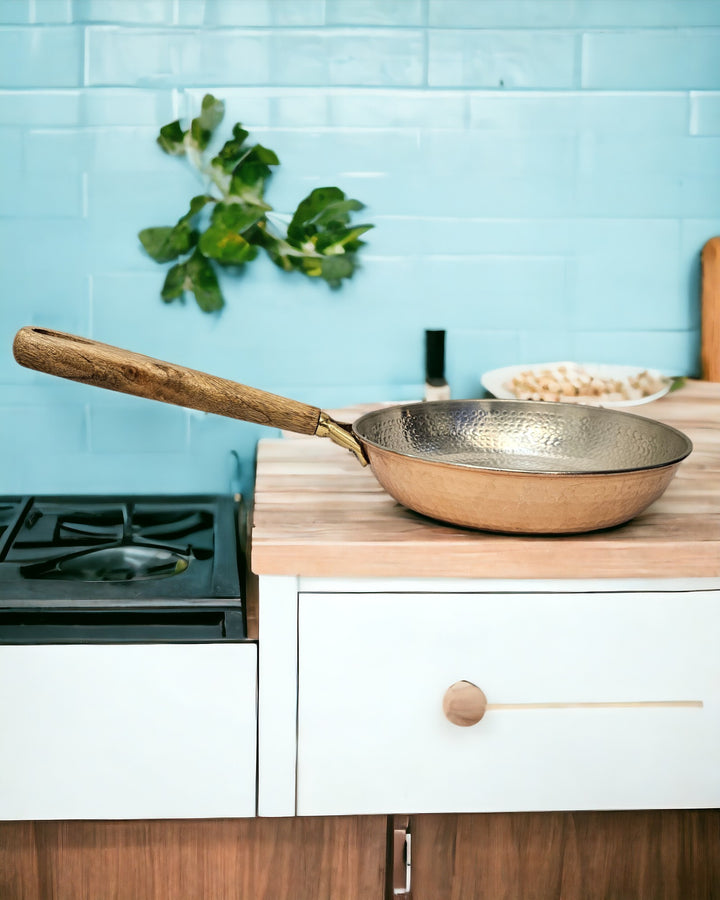 Copper Hammered frying Pan with Tin Coating