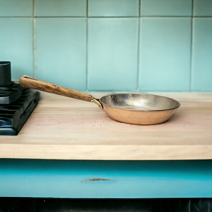 Copper Hammered frying Pan with Tin Coating