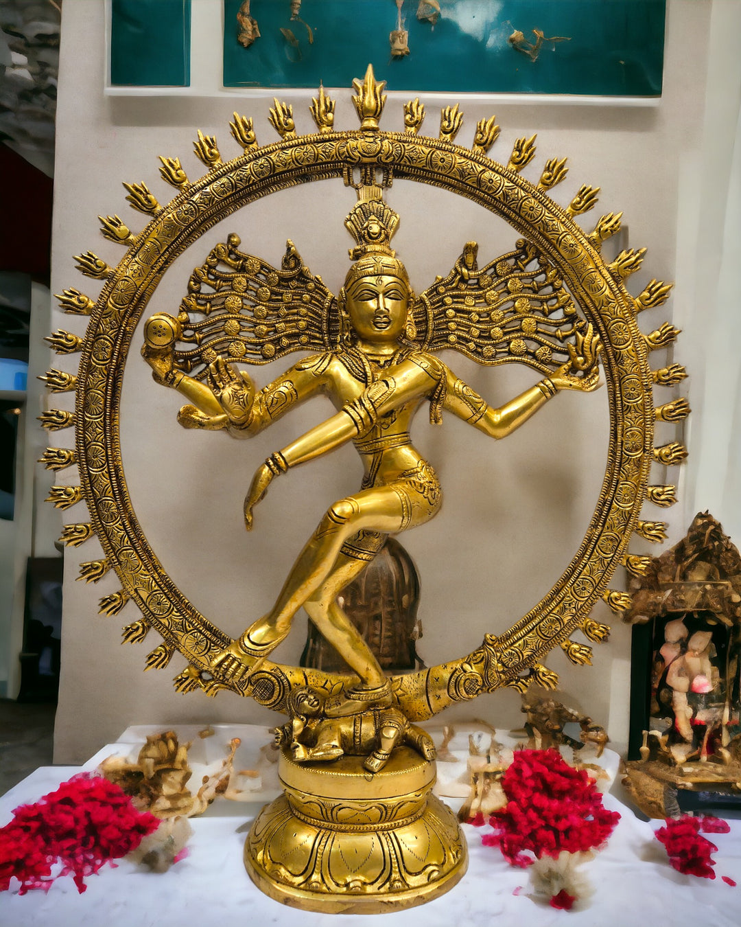 Brass Natrajaa Shiva Dancing God Statue|(20 X 17 X 4.5 inch) |Weight- 7.6 kg