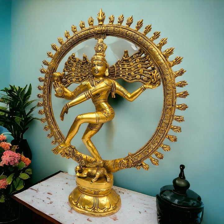 Brass Natrajaa Shiva Dancing God Statue|(20 X 17 X 4.5 inch) |Weight- 7.6 kg