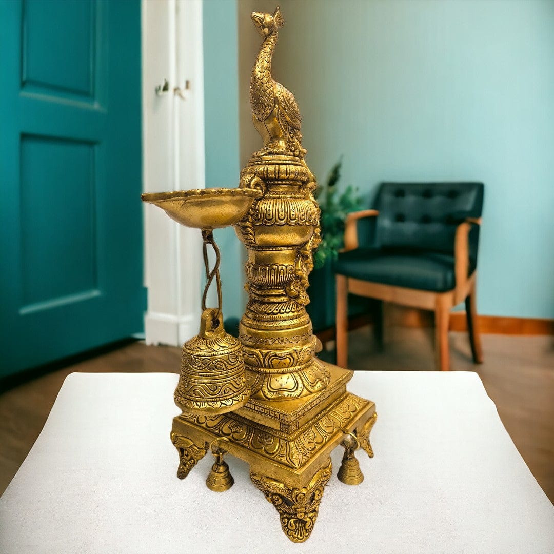 Brass Peacock Lamp Stand