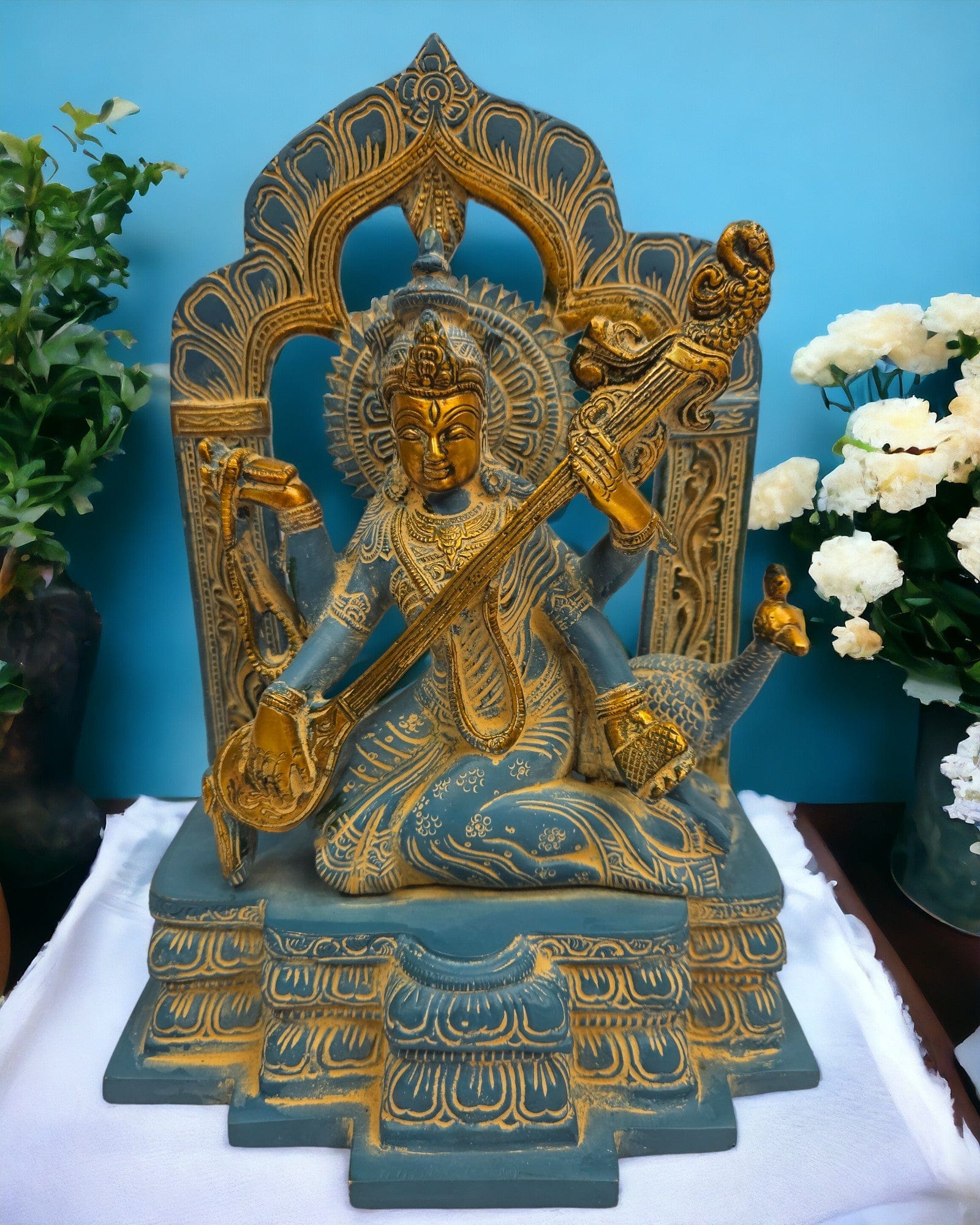 Brass Saraswati Idol