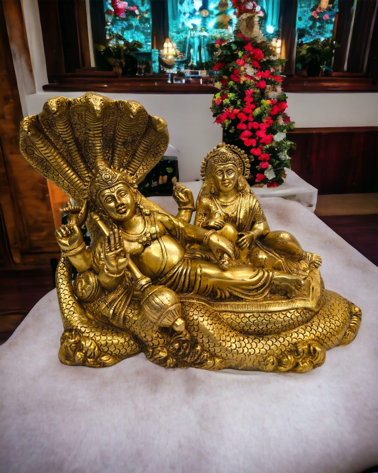 Brass vishnu lakshmi idol