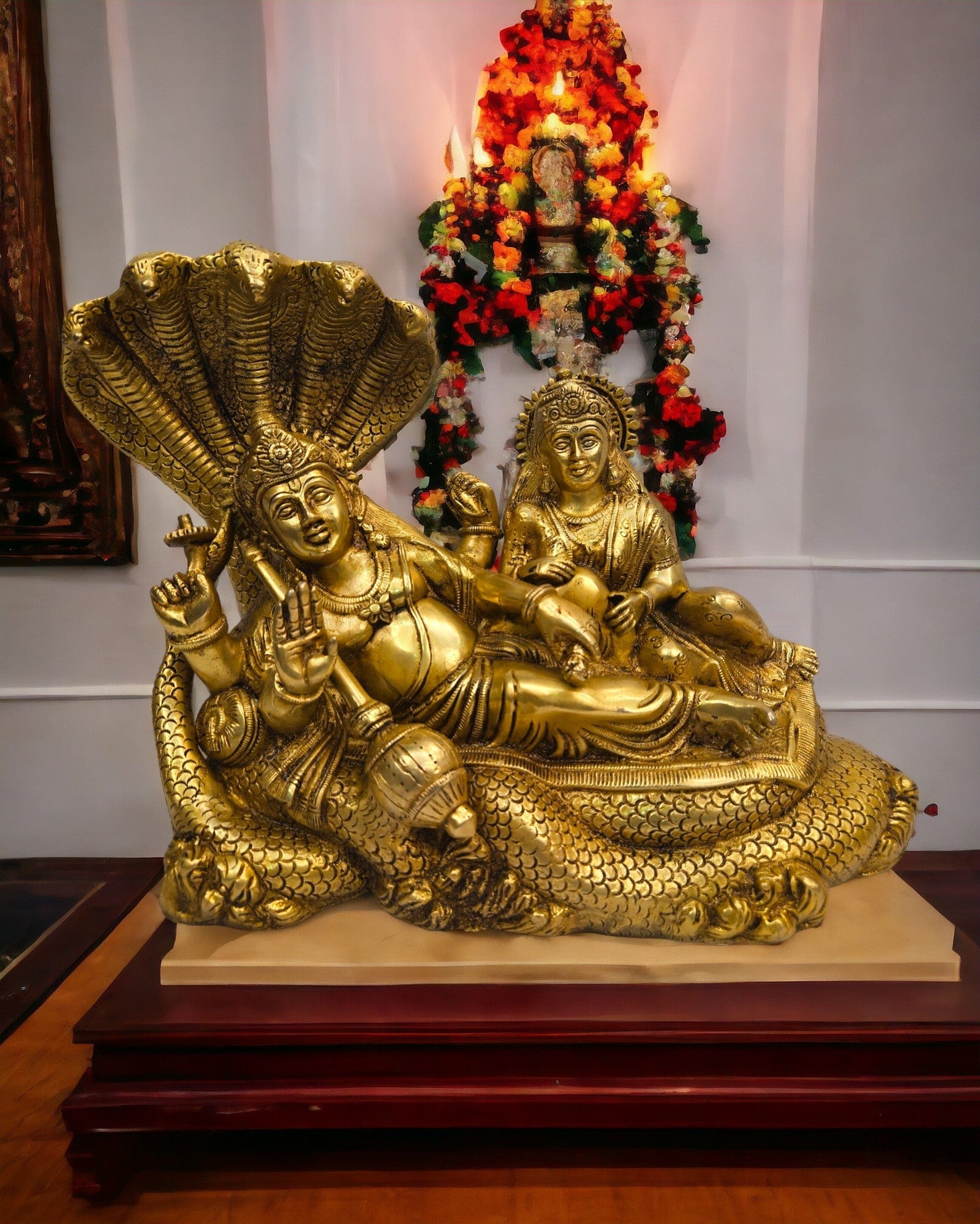 Brass vishnu lakshmi idol