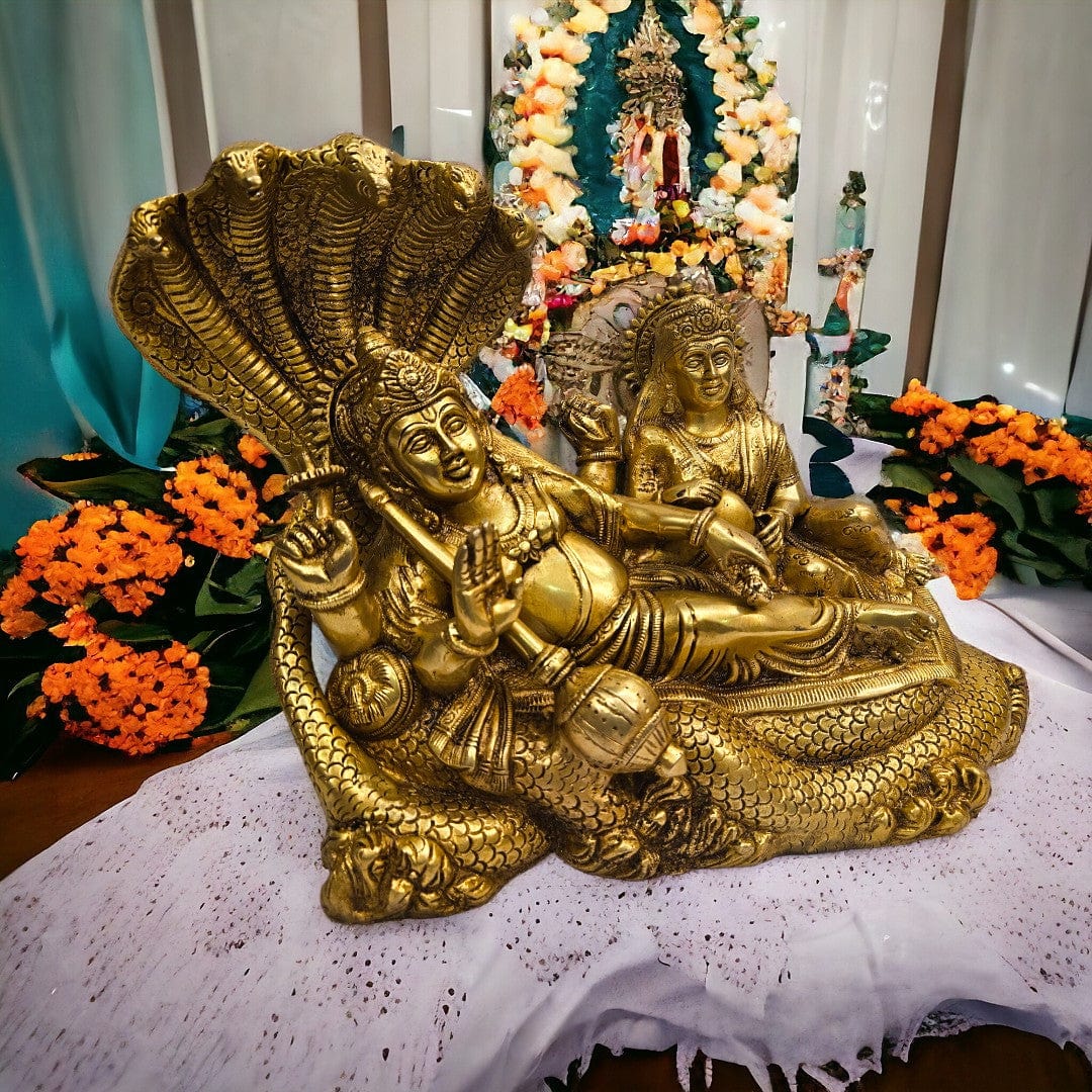 Brass vishnu lakshmi idol