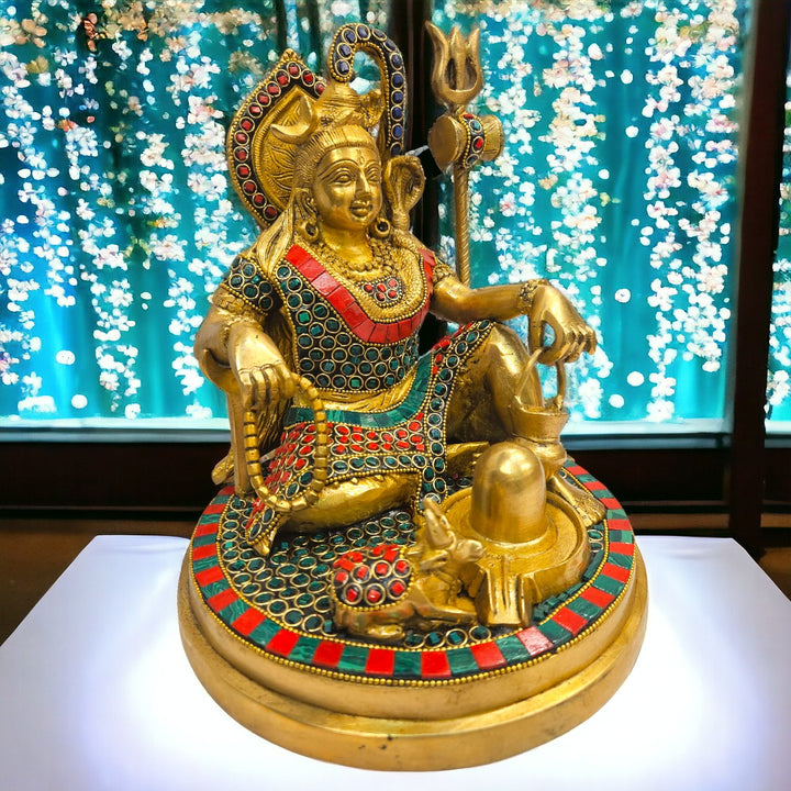 Brass Stone Worked Shivji| (10 X 8 X 8 inch) |Weight- 6 kg