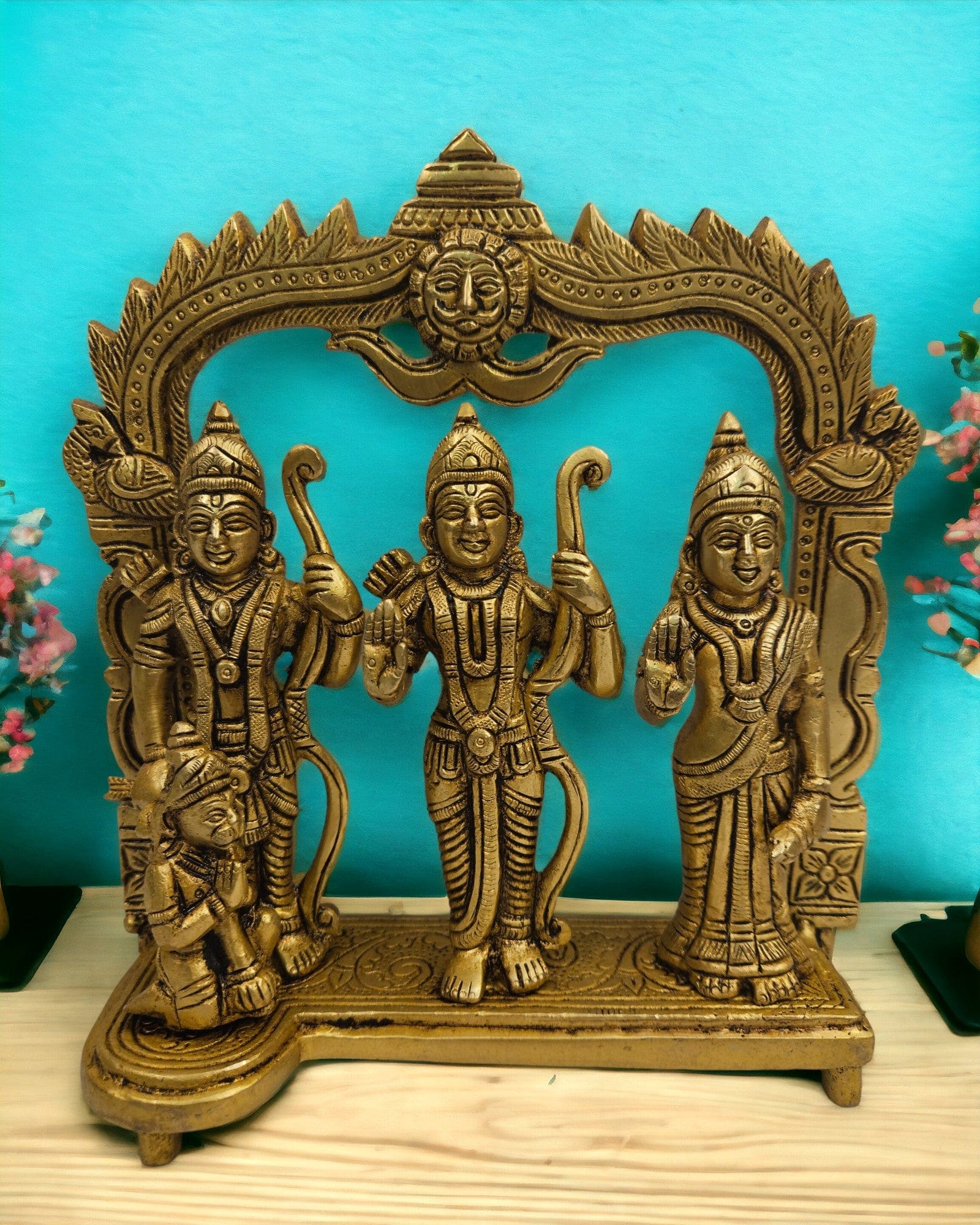 Brass Ram Darbar (8x7.5 x 2.5 inches) |Golden|Weight - 2Kg - Tamas: Luxury Indian Gifts