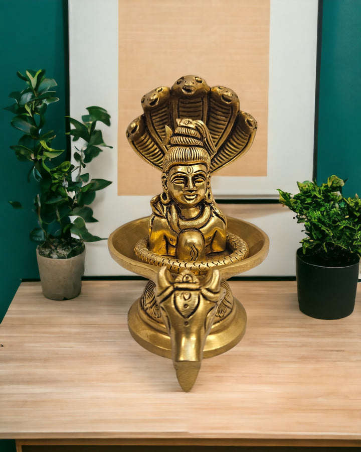 Brass Shivling with shiva bust| (6X4X5.6 inch) |Weight- 1kg