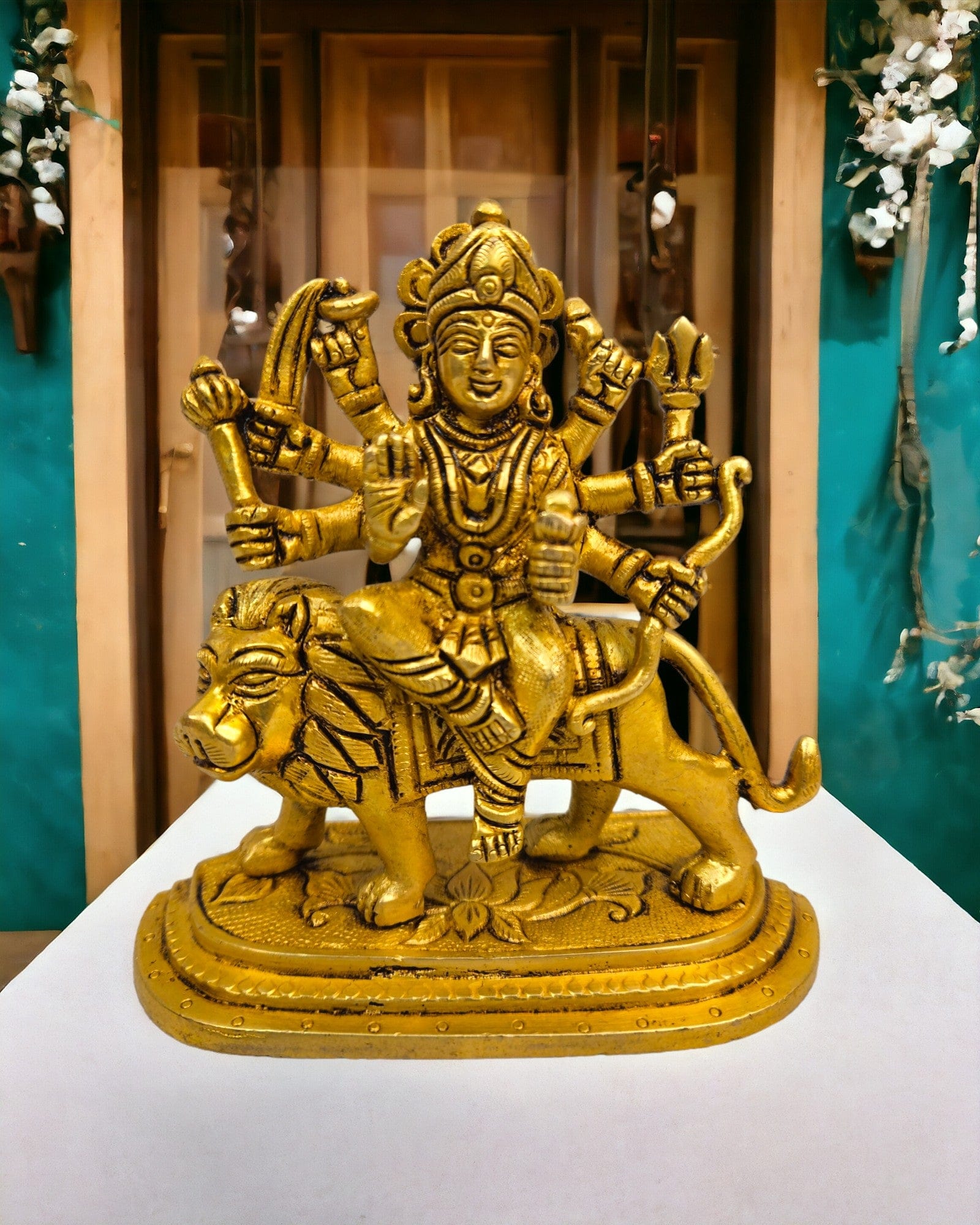 Brass Durga Maa Idol – 4.8” Pooja Statue for Strength & Divine Blessings