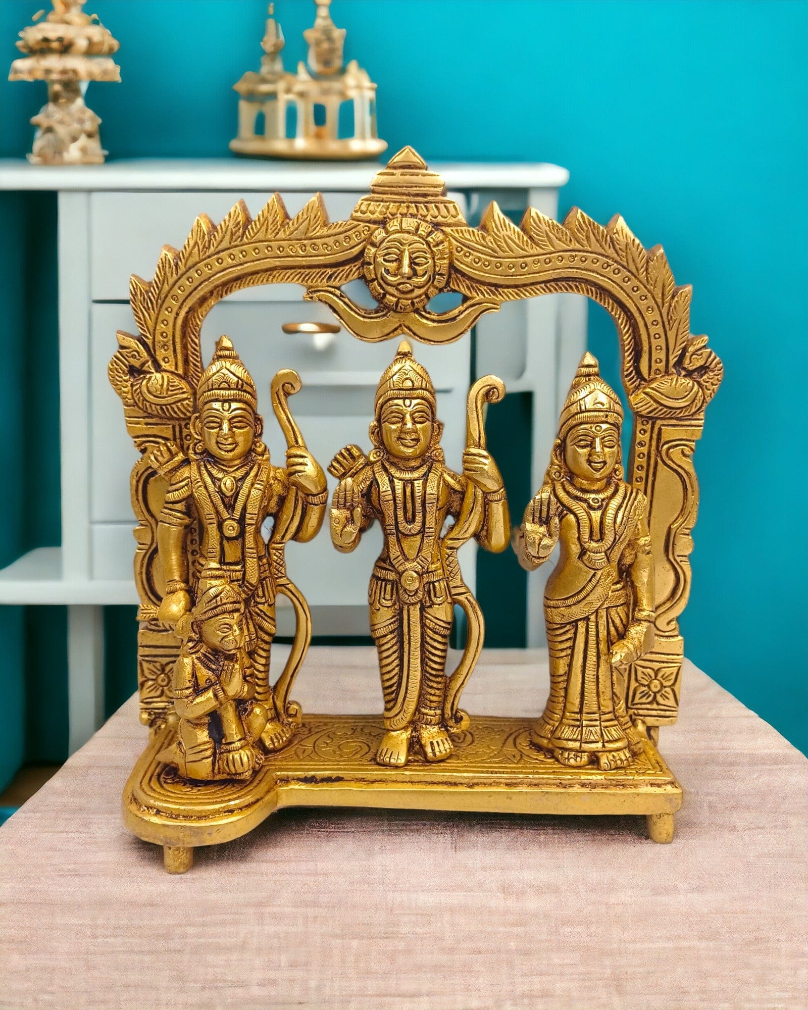 Brass Ram Darbar Murti | (8 X 7.5 X 3 inch) |Weight - 2 kg |Free Luxury Gift BOX - Tamas: Luxury Indian Gifts