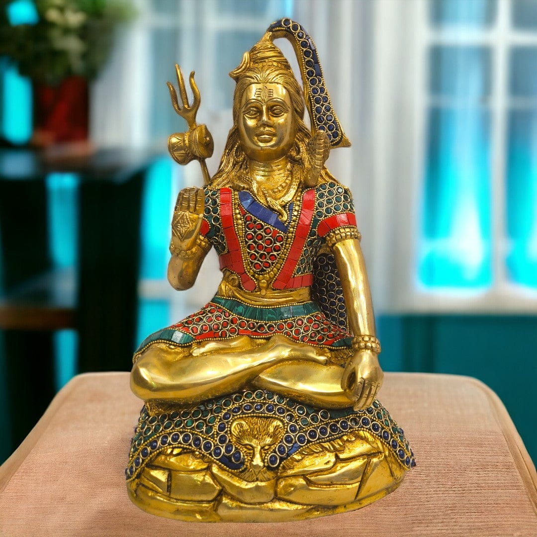 Brass stoned  shiv ji statue
