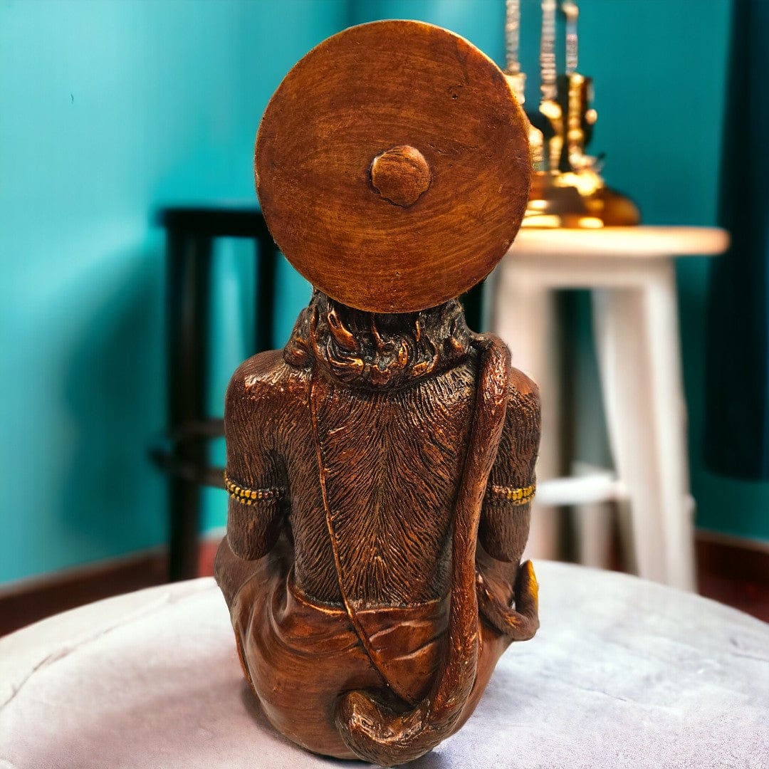 Hanuman sitting statue |Brown|(11.8 X 7.2 X 6.6 inch) |Weight - 5 kg - Tamas: Luxury Indian Gifts