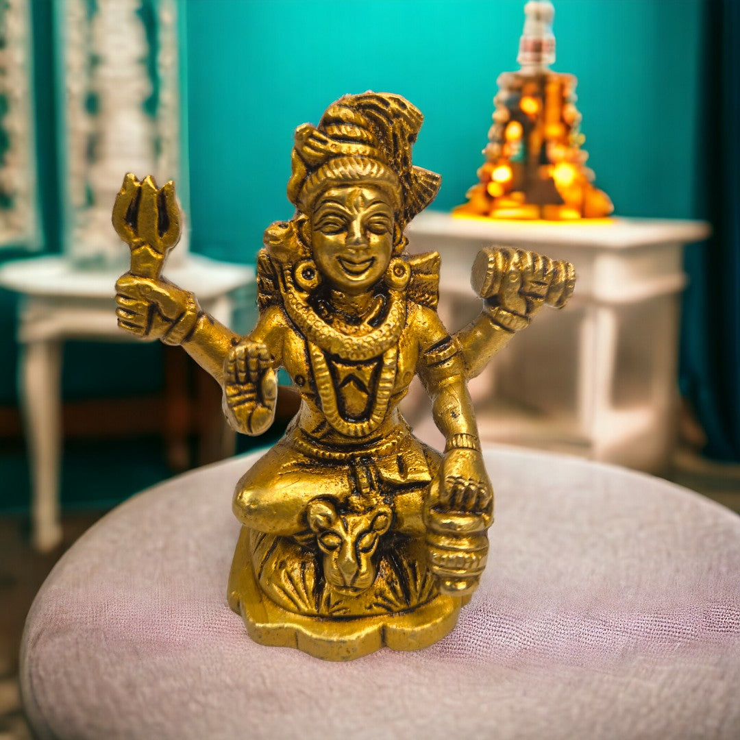 Brass Shiv Ji Statue |(3.6 X 3.2 X 2 inch) |Weight - 0.36 kg