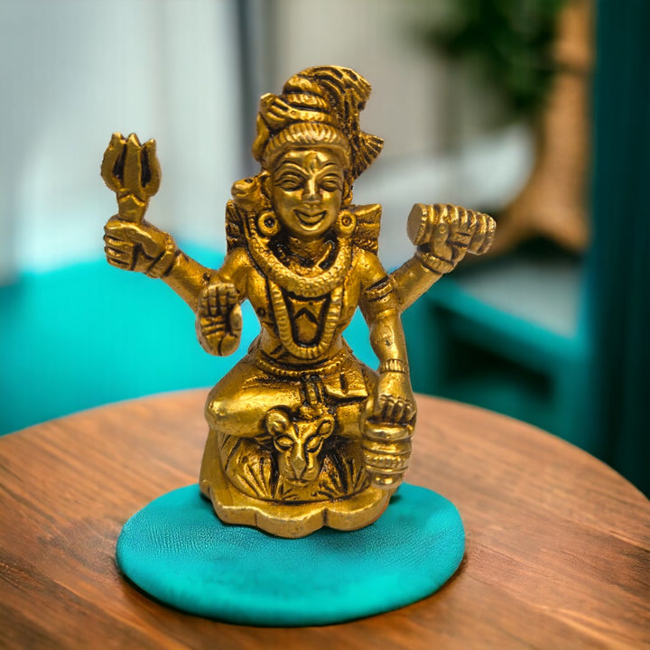 Brass Shiv Ji Statue |(3.6 X 3.2 X 2 inch) |Weight - 0.36 kg