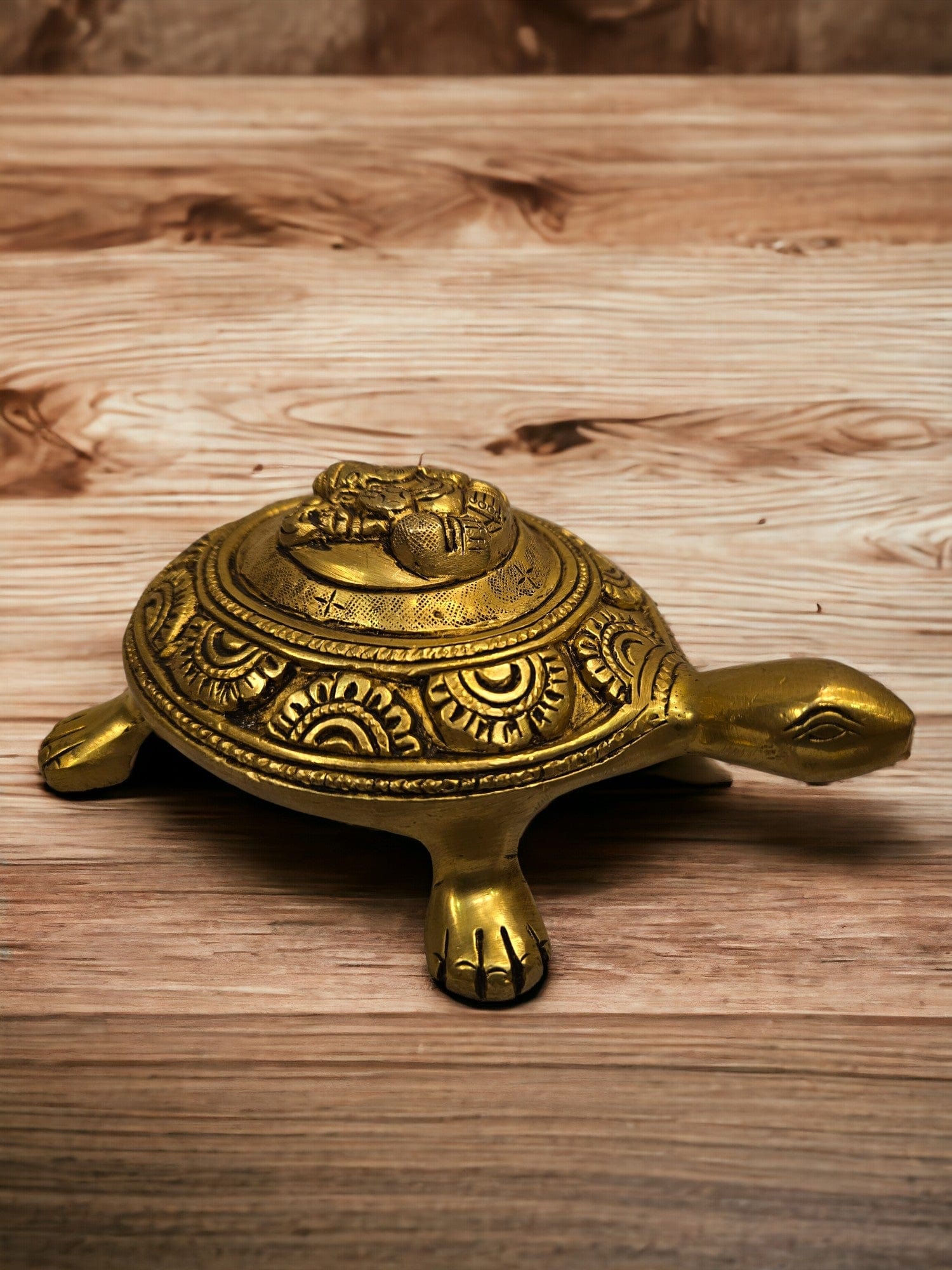 Tamas Brass Tortoise for Vastu | 2" Ganesh Good Luck Idol (Golden)